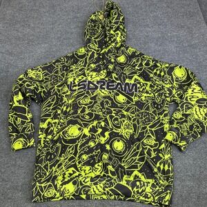 LSDREAM Mens Hoodie Neon Yellow Black Psychedelic All Over Print EDM Festival L